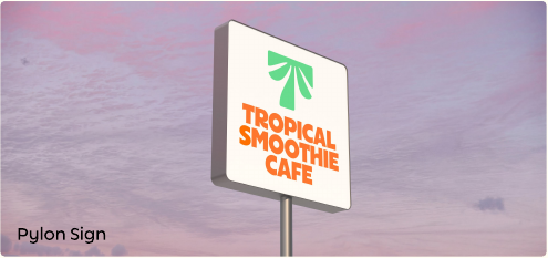 Tropical Smoothie Café pylon sign example from the supplied exterior signage standards